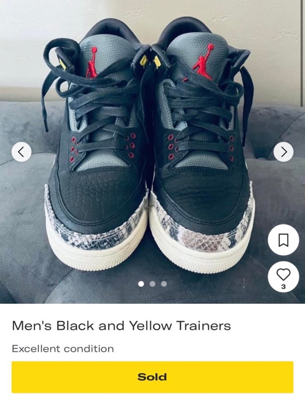 Jordan Men's Black, Red & Yellow Low-Top Sneakers